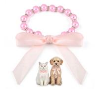 Pearl Cat Necklace with Black Bow, Princess Style Pearl Dog Collar, Adjustable Beaded Dog Collar, for Taking Photos of Cats and Small Dogs