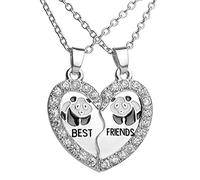 Pearl Chain Necklace Fashion Best Friends Panda 1 Pair Pendant Couple Puzzle Necklace Necklace Jewelry Birthday Jewelry Gift Flower Choker Necklace (Silver, One Size)