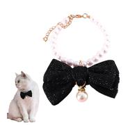 Pearl Collar - Adjustable Basic Dog Collars - Pearl Dog Collar with Felt Knot for Daily Use, Photoshoots, Parties, Weddings