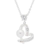 Pearl Crossover Heart Silver Plated Necklace