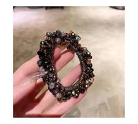 Pearl Crystal Scrunchie Head Rope Women's Horsetail Hair Rope Rubber Band Ball Hair Adornment(Brown)