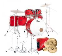 Pearl Decade Maple 6pc Pro Drum Kit w/Sabian XSRs Matte Racing Red