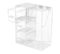 Pearl Decor Makeup Brush Organizer Box with Lid for Dresser Display | Ps Style, Organizes Powders Lipsticks Eye Shadows, Chic Elegant Display Box, Portable Cosmetic Storage