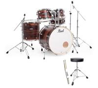Pearl DMP925S-C828 Decade Maple 22 Inch Matte Dark Walnut Drum Set with Keepdrum Accessory Set, Great Gift for Musicians