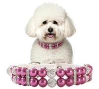 Pearl Dog Collar For Small Dogs, Cute Pu Leather Beaded Cat Necklace With Rhinestone Diamond For Puppy Small Medium Dogs Wedding & Birthday Party