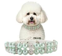Pearl Dog Collar For Small Dogs, Cute Pu Leather Beaded Cat Necklace With Rhinestone Diamond For Puppy Small Medium Dogs Wedding & Birthday Party