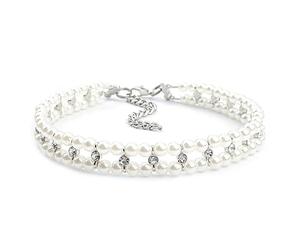 Pearl Dog Collars for Small Dogs Cute Adjustable Cat Collars for Girl Cats Rhinestone Beaded Dog Collar Luxury Small Pet Choker for Puppy Kitten Wedding & Birthday Gifts