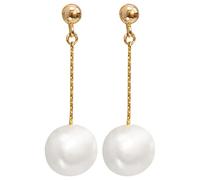 Pearl Drop Earrings, 0.4 in Freshwater Cultured Pearl Drops, 14K Golden Chain, S925 Silver Hook, Classic Style for Daily Wear and Special Occasions, Fits Women of All Ages