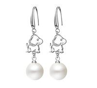 Pearl Drop Earrings For Women,Sterling Silver Hoop Dangle Earrings,Freshwater Cultured Pearl Drop Dangle Hook Earring,Dainty Hypoallergenic Silver Earrings,925 Silver Huggie Earrings For Mum