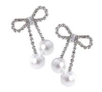 Pearl Earring Bow Rhinestones Fashion Statement Earrings Women for