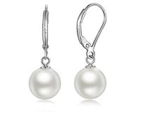 Pearl Earrings 925 Sterling Silver Pearl Leverback Dangle Drop Earrings for Women Freshwater Pearls Jewelry for Bride