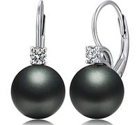 Pearl Earrings Black For Women Black Pearl Earrings Drop Dangle 925 Sterling Silver…