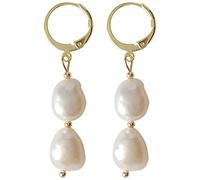 Pearl Earrings for Women Trendy Flat Back Stud Earrings 14K Gold Plated 925 Sterling Silver Freshwater Pearl Dangle Earrings Cute Bow Earrings Wedding Jewelry, Brass, baroque pearl