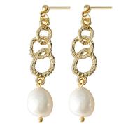 Pearl Earrings for Women Trendy Flat Back Stud Earrings 14K Gold Plated 925 Sterling Silver Freshwater Pearl Dangle Earrings Cute Bow Earrings Wedding Jewelry, Brass, baroque pearl