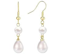 Pearl Earrings for Women Trendy Flat Back Stud Earrings 14K Gold Plated 925 Sterling Silver Freshwater Pearl Dangle Earrings Cute Bow Earrings Wedding Jewelry, Brass, baroque pearl
