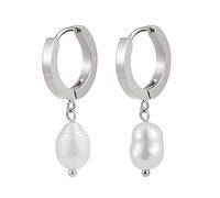 Pearl Earrings Gold hanging with genuine freshwater pearls - Waterproof - Ladies Creoles in 18 carat Gold I Creole Earrings Pearl Pendant