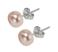 Pearl Earrings Studs 1 Pairs 5.5-6mm Freshwater Cultured Pearl 925 Sterling Silver Stud Earrings, Pearl Ear Studs Imitation Pearl Earring Bridal Wedding Jewelry Birthday Gift for Women Girls