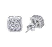 Pearl Earrings with Screw Backs Stud Earrings For Men Real Gold Plated Iced Out Earrings 5A Stones 925 Sterling Silver Studs Earrings Hoop Earring for Women (Silver, One Size)