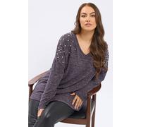 Pearl Embellished Drop Shoulder Jumper Yours Purple 26-28