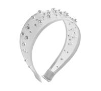 Pearl Embellished Wide Headband Fabric Wrapped Arched Hair Hoop for Daily Looks and Afternoon Tea Outfits Pearl Embellished Headband Wide Hair Hoop Fabric Wrapped Headwear Arched Decoration
