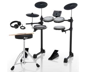 Pearl ERS1000 eRoadshow Amazon Exclusive Complete Electronic Drum Set with 4 Silent Mesh Pads, Two Pedal Controllers, Cymbal Pads, Throne, Drum Racks, Headphones and Sticks