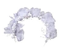 Pearl Floral Hair Accessory, White Mesh Flower Young Lady Headpiece, Wedding Hair Accessory for Brides, Bridesmaids, and First Communion