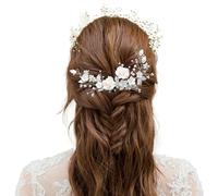Pearl Flower Bride Wedding Hair Vines Crystal Hair Piece Bridal Large Wedding Hair Accessories for Women and Girls