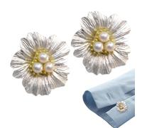 Pearl Flower Button Covers - 0.98x0.98in Shirt Accessories, Decorative Floral Design, Durablee Elegant Metal Base | Perfect for Dress Shirts, Blouses, and Formal wear, Adding a Classy Touch