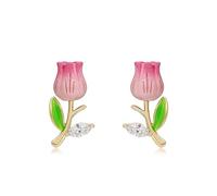 Pearl Flower Earrings for Women Tulip Earrings Elegant Statement Jewelry Trendy Spring Floral Dangle Accessories Lightweight Comfortable Gift, Metal, No Gemstone, Metal, No Gemstone