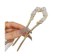 Pearl Flower Hairpin Chinese Modern Simple Updo U-shaped Hairpin Hanfu Hair Accessory Hula Girl Hair Accessories(Color-02)