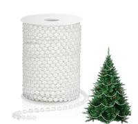 Pearl Garland for Christmas Tree 6MM Beads 78FT Faux AB Color String of Pearls Christmas Tree Beads Artificial Pearl Beaded String Strand Spool Roll for Crafting Xmas Trees Wedding Centerpieces Decor
