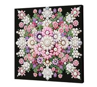 Pearl Gem Diamond Art Painting Kit with Frame for Adults,5D Diamond Pearl Painting Kit Special Shaped Drill Gem Art,DIY Diamond Dots Paintings Picture Arts Craft, Home Wall Decor 25x25cm