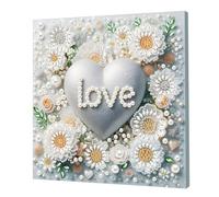 Pearl Gem Diamond Art Painting Kit with Frame for Adults,5D Diamond Pearl Painting Kit Special Shaped Drill Gem Art,DIY Diamond Dots Paintings Picture Arts Craft, Home Wall Decor 25x25cm