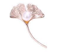 Pearl Ginkgo Brooch Floral Lapel Pin Flower Brooch for Women,Flower Pearl Brooch Shawl Clips for Women Girls Vintage Collar Brooch Jewelry Accessories, Metal, alloy