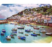 Pearl Glass - Cornish Harbour - Glass Worktop Saver/Protector (Textured Chinchilla Glass, 40 x 30cm - Medium)