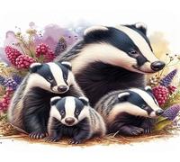 Pearl Glass Worktop Saver - Toughened Glass Cutting Board & Surface Protector - Badgers - Heat Resistant to 240°C - Non-Slip Rubber Feet - UK Made (50 x 40cm Large)