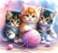 Pearl Glass Worktop Saver - Toughened Glass Cutting Board & Surface Protector - Playful Kittens Design - Heat Resistant to 240°C - Non-Slip Rubber Feet - UK Made (50 x 40cm Large)