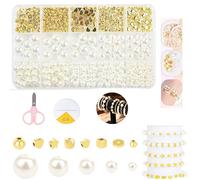 Pearl & Gold Silver Spacer Beads Kit (513 PCS),7 Styles Gold Silver Star Spacer Loose for Friendship Jewellery Craft Set for Teens Adults DIY Gifts