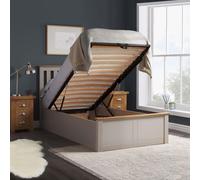 Pearl Grey Wood Single Ottoman Bed and Mattress Bundle Phoenix Nebula 90cm 3ft