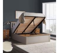 Pearl Grey Wood Small Double Ottoman Bed and Mattress Bundle Phoenix Nebula 120cm 4ft