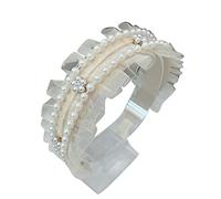 Pearl Hair Band Retro Ruffle Lace Hairhoop Daily Photo Props Retro Wide Headband Hair Accessories for Women