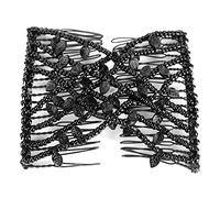 Pearl Hair Clip Stretch Hair Comb Elastic Hair Clips, Magic Hair Combs Pearl Hair Combs Elastic Hair Combs Double Clips Hair Comb DIY Hair Styling Tool(Black)