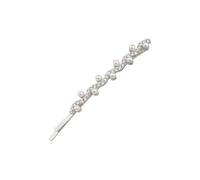 Pearl Hair Clip with Diamante Accents - Stylish & Secure Hairpin for Fine or Thick Hair - Perfect for Weddings, Parties & Everyday Glam (Silver hair clip)