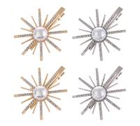Pearl Hair Clips for Women 4pcs Alloy Rhinestone Barrette