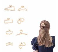 Pearl Hair Clips Set - 8Pc Cream White with Bow,Heart,Rectangle Styles, Non-Slip Grip for Bridal & Everyday Use