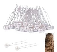 Pearl Hair Pins, 30 Pcs Wedding Pearl Hair Pins, Jewelry Boho Vintage Hair Piece, White Bobby Clips for Brides and Bridesmaids Style, U-Shaped Hair Accessories for Bridesmaids Women (Silver)