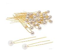 Pearl Hair Pins, 30 Pcs Wedding Pearl Hair Pins, Jewelry Boho Vintage Hair Piece, White Bobby Clips for Brides and Bridesmaids Style, U-Shaped Hair Accessories for Bridesmaids Women (Gold)