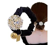 Pearl Hair Scrunchies, Elastic Ponytail Holders, 2.36x2.36x0.39inch Size, Pearl Hair Bands, Durability Assured, Soft and Stretchy Design for Buns, Ponytails, and Braids