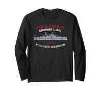 Pearl Harbor December 7, 1941 Remember and Honor Distressed Long Sleeve T-Shirt