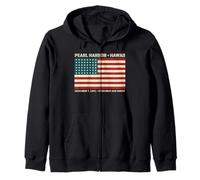 Pearl Harbor Hawaii December 7, 1941 48 Star American Flag Zip Hoodie